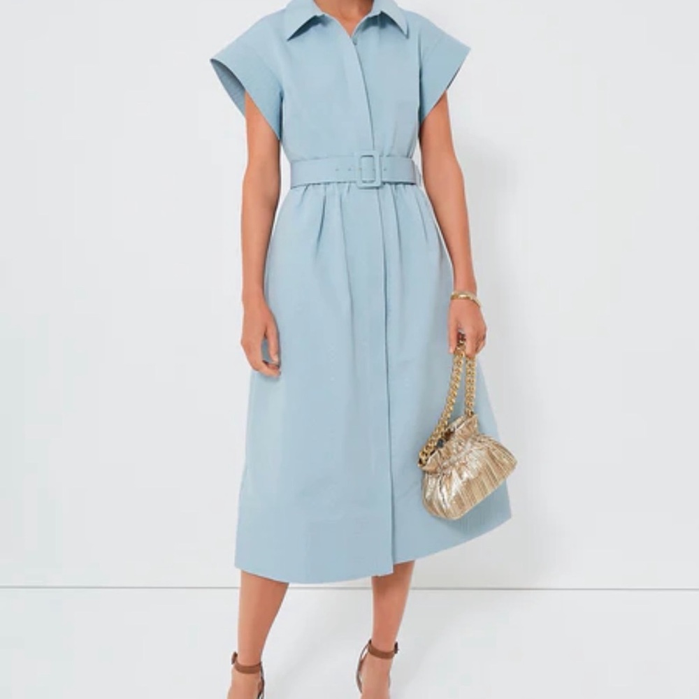 Chloe Tuckernuck slate Blue Midi Dress with Belt